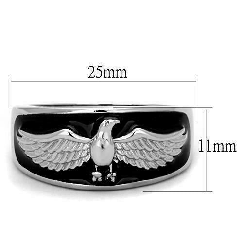 Jewellery Kingdom Mens Eagle 11mm Comfort Signet Pinky Thumb Band Stainless Steel Ring - Jewelry Rings - British D'sire