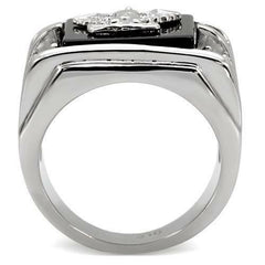 Jewellery Kingdom Mens Eagle Onyx Signet Stainless Steel Cz Military Ring (Black Silver) - Jewelry Rings - British D'sire