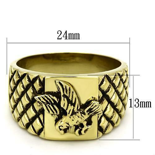 Jewellery Kingdom Mens Eagle Signet No Stone Steel Pinky Steel Ring (Gold) - Jewelry Rings - British D'sire