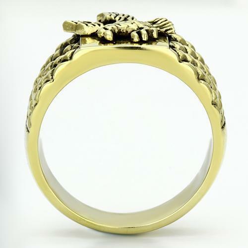 Jewellery Kingdom Mens Eagle Signet No Stone Steel Pinky Steel Ring (Gold) - Jewelry Rings - British D'sire