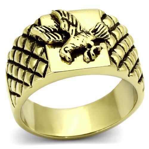 Jewellery Kingdom Mens Eagle Signet No Stone Steel Pinky Steel Ring (Gold) - Jewelry Rings - British D'sire