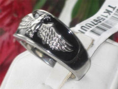 Jewellery Kingdom Mens Eagle Signet Stainless Steel Thumb Band Pinky Ring (Black) - Jewelry Rings - British D'sire