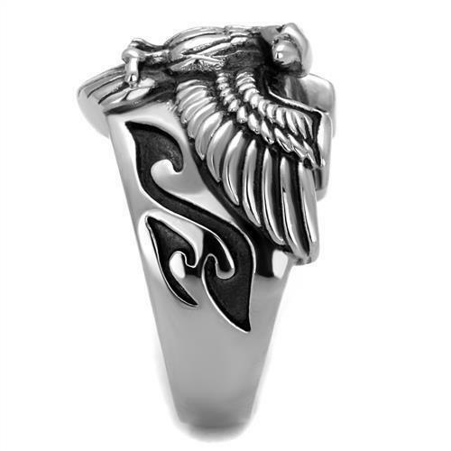 Jewellery Kingdom Mens Eagle Stainless Steel No Stone Biker Goth Signet Pinky Ring - Jewelry Rings - British D'sire