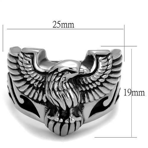 Jewellery Kingdom Mens Eagle Stainless Steel No Stone Biker Goth Signet Pinky Ring - Jewelry Rings - British D'sire