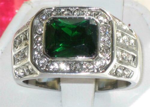 Jewellery Kingdom Mens Emerald Cz Green Signet Pinky Stainless Steel Bezel Ring - Jewelry Rings - British D'sire