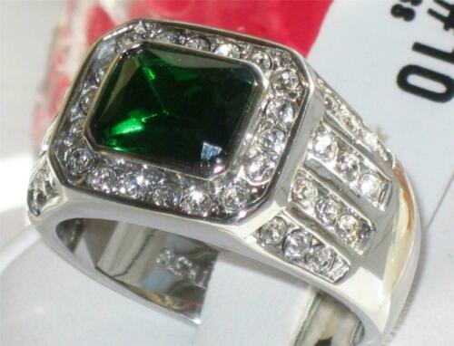 Jewellery Kingdom Mens Emerald Cz Green Signet Pinky Stainless Steel Bezel Ring - Jewelry Rings - British D'sire