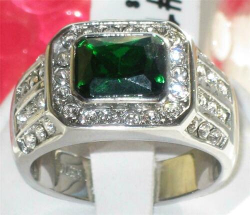 Jewellery Kingdom Mens Emerald Cz Green Signet Pinky Stainless Steel Bezel Ring - Jewelry Rings - British D'sire