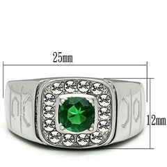 Jewellery Kingdom Mens Emerald Signet Pinky Simulated Green Diamond Stainless Steel Ring - Jewelry Rings - British D'sire