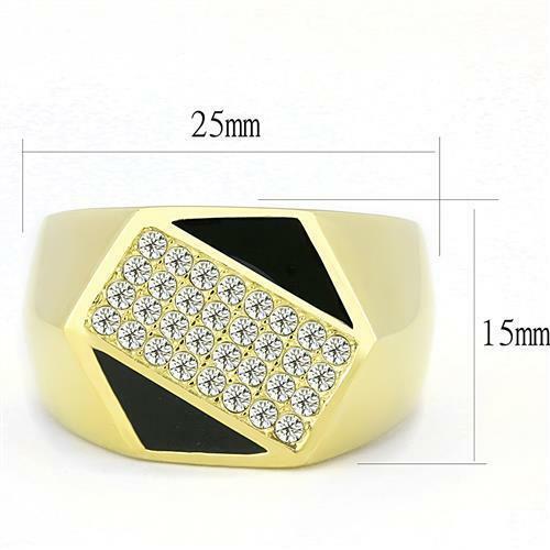 Jewellery Kingdom Mens Gold Cz Signet Pinky Onyx Cubic Zirconia Steel 18kt Ring (Black) - Jewelry Rings - British D'sire