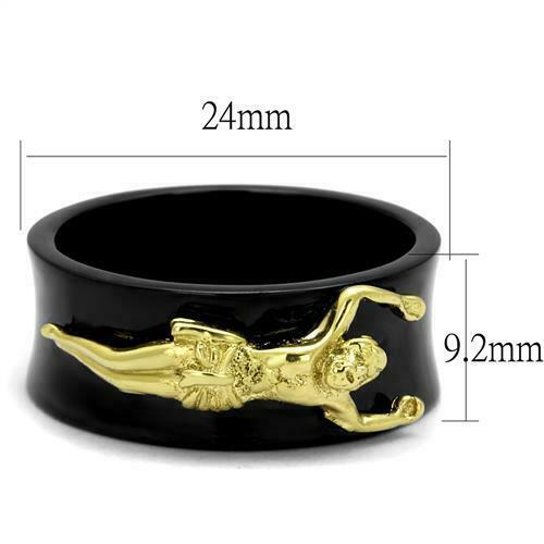 Jewellery Kingdom Mens Gold Jesus Religious Band Wedding Stainless Steel Black Ring - Jewelry Rings - British D'sire