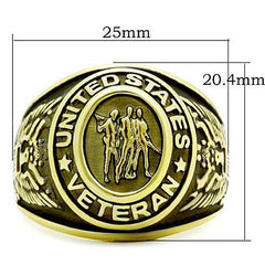 Jewellery Kingdom Mens Gold Veteran Signet Pinky United States Military Steel 18kt Ring - Jewelry Rings - British D'sire