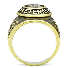 Jewellery Kingdom Mens Gold Veteran Signet Pinky United States Military Steel 18kt Ring - Jewelry Rings - British D'sire