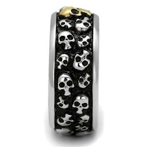 Jewellery Kingdom Mens Goth Biker Skull Wedding Thumb Band Stainless Steel Ring (Black) - Jewelry Rings - British D'sire