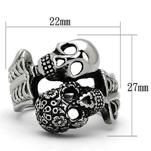 Jewellery Kingdom Mens Gothic Skull Biker Dawn Of The Dead Stainless Steel Signet Silver Ring - Jewelry Rings - British D'sire