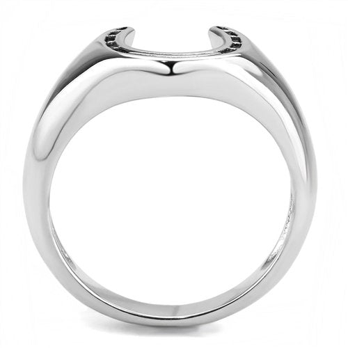 Jewellery Kingdom Mens Horseshoe Signet Pinky Stainless Steel No Stone Ring (Silver) - Jewelry Rings - British D'sire