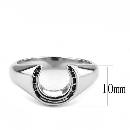 Jewellery Kingdom Mens Horseshoe Signet Pinky Stainless Steel No Stone Ring (Silver) - Jewelry Rings - British D'sire