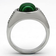 Jewellery Kingdom Mens Malachite Green Solitaire Greek Key Solitaire Stainless Steel Ring - Jewelry Rings - British D'sire