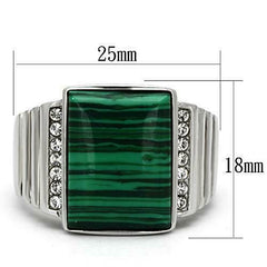 Jewellery Kingdom Mens Malachite Signet Emerald Cut Steel Ring (Gold Green & Pinky) - Jewelry Rings - British D'sire