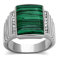 Jewellery Kingdom Mens Malachite Signet Emerald Cut Steel Ring (Gold Green & Pinky) - Jewelry Rings - British D'sire