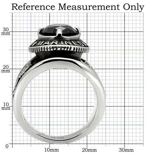 Jewellery Kingdom Mens Marines Sapphire Military Usa Stainless Steel Cz Oval Silver Ring (Blue) - Jewelry Rings - British D'sire