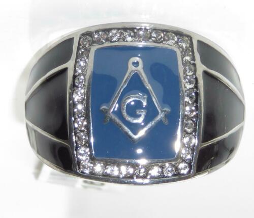 Jewellery Kingdom Mens Masonic Blue Cz Signet Stainless Steel Agate Military Silver Ring - Jewelry Rings - British D'sire