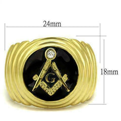 Jewellery Kingdom Mens Masonic Signet Pinky Onyx Stainless Steel Cz Signet Pinky Ring (Black) - Jewelry Rings - British D'sire