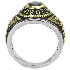 Jewellery Kingdom Mens Navy USA Sapphire 18 carat Blackened Military Ring (Gold) - Jewelry Rings - British D'sire