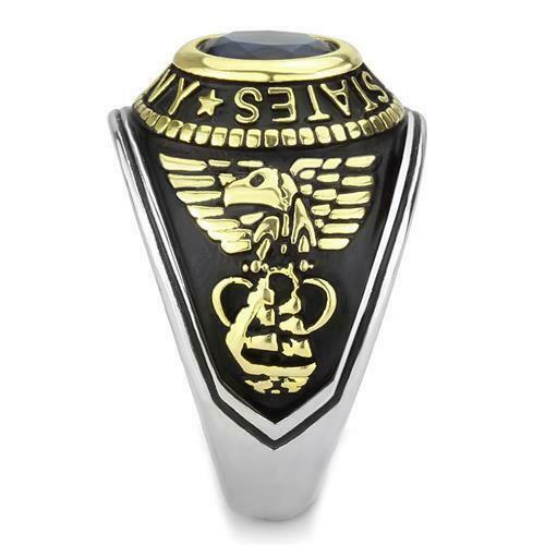 Jewellery Kingdom Mens Navy USA Sapphire 18 carat Blackened Military Ring (Gold) - Jewelry Rings - British D'sire