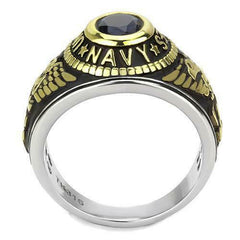 Jewellery Kingdom Mens Navy USA Sapphire 18 carat Blackened Military Ring (Gold) - Jewelry Rings - British D'sire