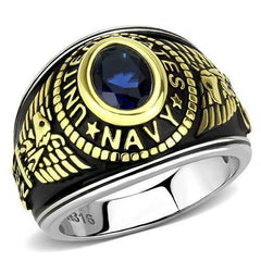 Jewellery Kingdom Mens Navy USA Sapphire 18 carat Blackened Military Ring (Gold) - Jewelry Rings - British D'sire