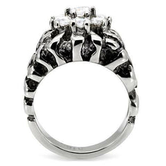 Jewellery Kingdom Mens Nugget Ring Cz Pinky Silver Derby Cluster Signet Stainless Steel - Jewelry Rings - British D'sire