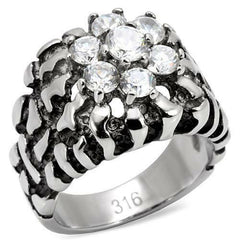 Jewellery Kingdom Mens Nugget Ring Cz Pinky Silver Derby Cluster Signet Stainless Steel - Jewelry Rings - British D'sire