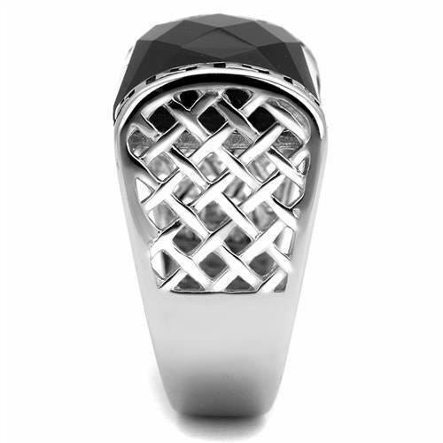 Jewellery Kingdom Mens Onyx Signet Pinky Black Greek Key Stainless Steel Ring (Silver) - Jewelry Rings - British D'sire