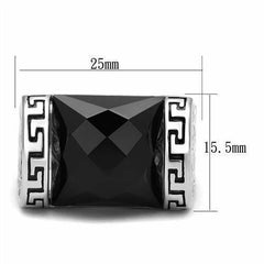 Jewellery Kingdom Mens Onyx Signet Pinky Black Greek Key Stainless Steel Ring (Silver) - Jewelry Rings - British D'sire