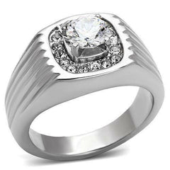 Jewellery Kingdom Mens Pinky Cz Signet Solitaire Accents Stainless Steel All Size Ring (Silver) - Jewelry Rings - British D'sire