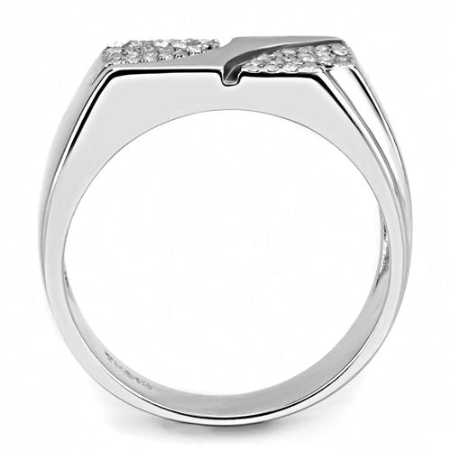 Jewellery Kingdom Mens Pinky Cz Signet Stainless Steel Ring Silver - Jewelry Rings - British D'sire