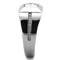 Jewellery Kingdom Mens Pinky Ring Signet Square Princess Cut Silver Cz Stainless Steel - Jewelry Rings - British D'sire