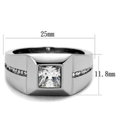 Jewellery Kingdom Mens Pinky Ring Signet Square Princess Cut Silver Cz Stainless Steel - Jewelry Rings - British D'sire