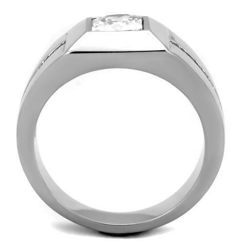 Jewellery Kingdom Mens Pinky Ring Signet Square Princess Cut Silver Cz Stainless Steel - Jewelry Rings - British D'sire