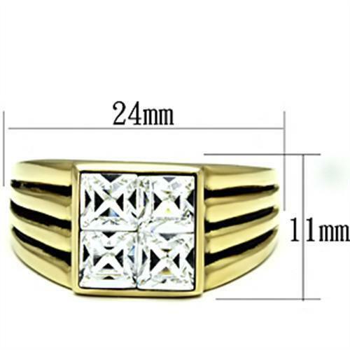 Jewellery Kingdom Mens Pinky Signet 7 Cart Stainless Steel 18kt No Tarnish Square Ring (Gold) - Jewelry Rings - British D'sire