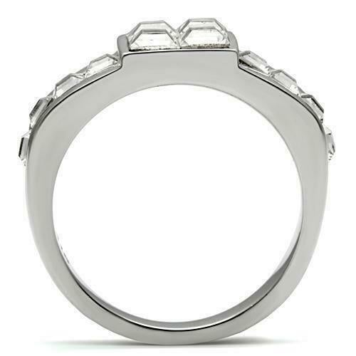 Jewellery Kingdom Mens Princess Cut Square Signet Cubic Zirconia Stainless Steel Ring (Silver) - Rings - British D'sire