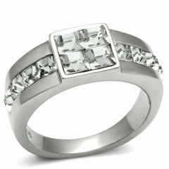 Jewellery Kingdom Mens Princess Cut Square Signet Cubic Zirconia Stainless Steel Ring (Silver) - Rings - British D'sire