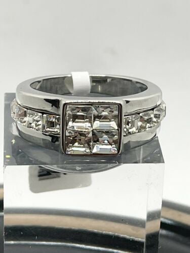 Jewellery Kingdom Mens Princess Cut Square Signet Cubic Zirconia Stainless Steel Ring (Silver) - Rings - British D'sire