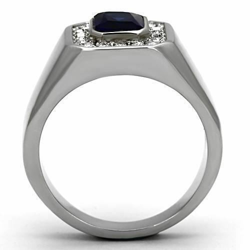 Jewellery Kingdom Mens Sapphire Cz Silver Pinky Signet Stainless Steel All Sizes Ring (Blue) - Jewelry Rings - British D'sire