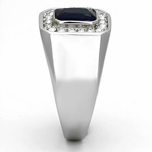 Jewellery Kingdom Mens Sapphire Cz Silver Pinky Signet Stainless Steel All Sizes Ring (Blue) - Jewelry Rings - British D'sire