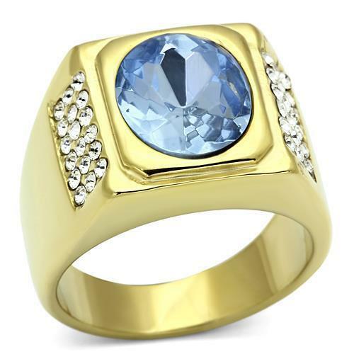 Jewellery Kingdom Mens Sapphire Oval 18kt Signet Steel Mans Chunk 4 Carat All Sizes Ring (Gold) - Jewelry Rings - British D'sire