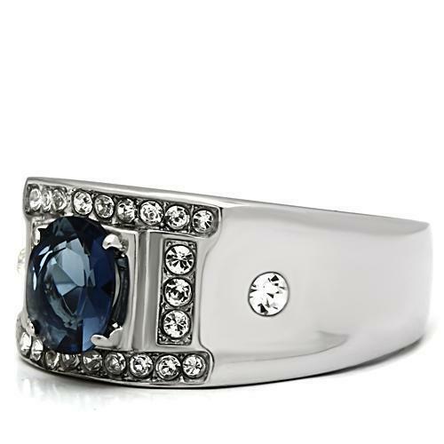 Jewellery Kingdom Mens Sapphire Signet Cz Stainless Steel Silver Pinky All Sizes Ring (Blue) - Jewelry Rings - British D'sire