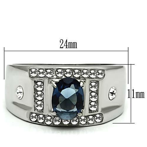 Jewellery Kingdom Mens Sapphire Signet Cz Stainless Steel Silver Pinky All Sizes Ring (Blue) - Jewelry Rings - British D'sire