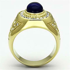 Jewellery Kingdom Mens Sapphire Signet Pinky Oval 18kt Steel Cubic Zirconia Ring (Gold) - Jewelry Rings - British D'sire