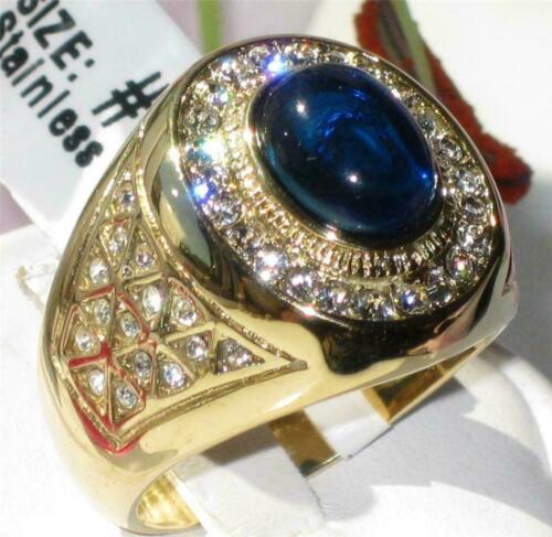 Jewellery Kingdom Mens Sapphire Signet Pinky Oval 18kt Steel Cubic Zirconia Ring (Gold) - Jewelry Rings - British D'sire